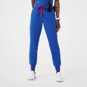 Figs Winning Blue Joggers with Red Accents